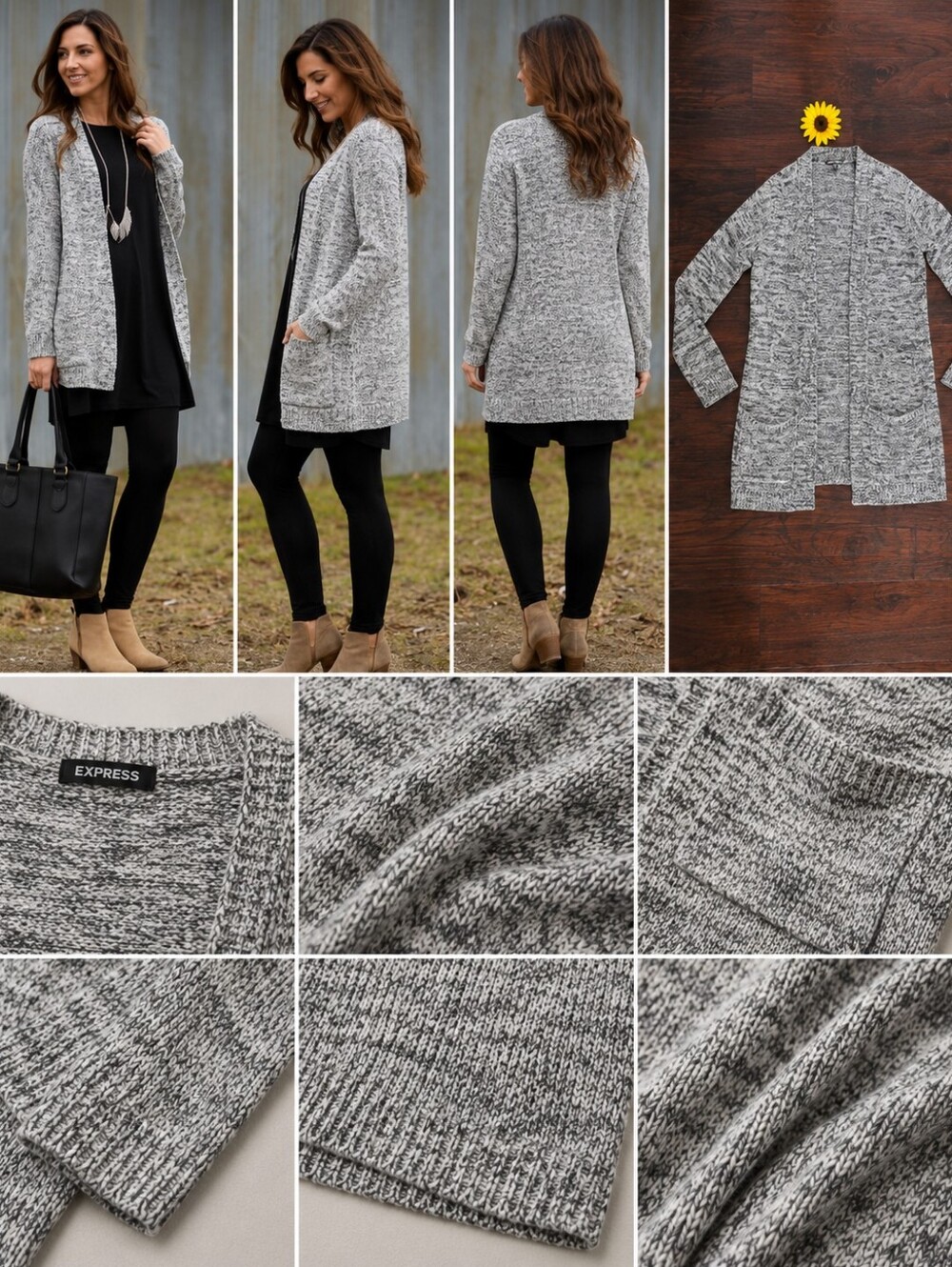 EXPRESS Gray Open-Front Cardigan Sweater 🩶